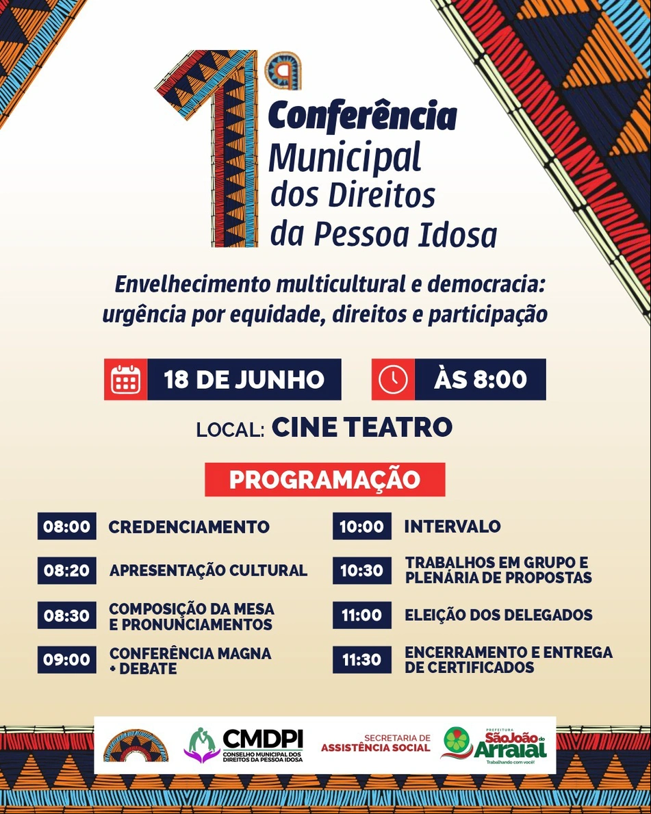São João do Arraial realiza e 1ª Conferência Municipal dos Direitos da Pessoa Idosa